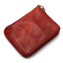 Brown Men Leather Zip Billfold Small Chain Wallet with Coin Pocket Biker Bifold Chain Wallet for Men - imessengerbags
