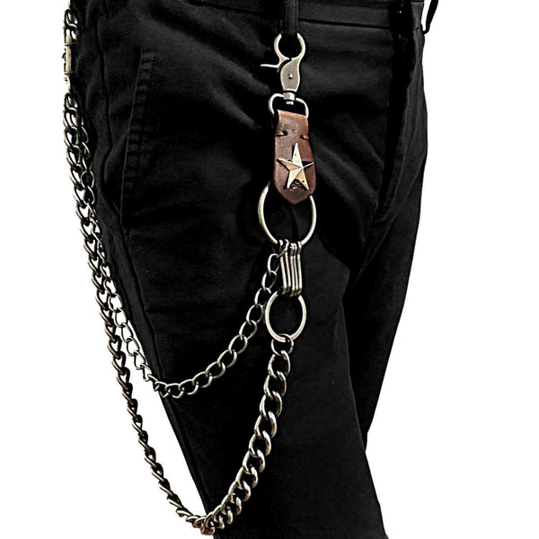 Badass Double Silver Wallet Chain Long Biker Wallet Chain Punk Pants Chain For Men - imessengerbags