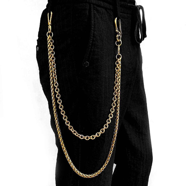 Badass Gold Double Long Skull Biker Wallet Chain Pants Chain wallet Chain For Men - imessengerbags