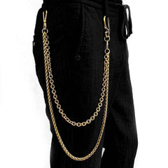 Badass Gold Double Long Skull Biker Wallet Chain Pants Chain wallet Chain For Men - imessengerbags