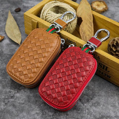 Embossed Brown Leather Men's Key Wallet Key Case Car Car Key Holder For Men - imessengerbags