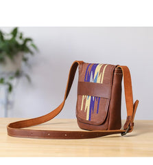 Embroidered Leather Mens Womens Mini Shoulder Bag Side Bag Messenger Bag for Men - imessengerbags