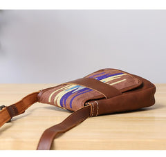 Embroidered Leather Mens Womens Mini Shoulder Bag Side Bag Messenger Bag for Men - imessengerbags