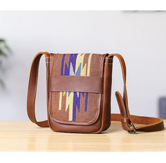 Embroidered Leather Mens Womens Mini Shoulder Bag Side Bag Messenger Bag for Men - imessengerbags