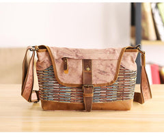 Country Style Canvas Leather Mens 14'' Womens Small Side Bag Courier Bag Messenger Bag for Men - imessengerbags