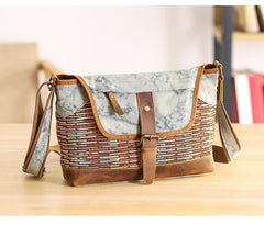 Country Style Canvas Leather Mens 14'' Womens Small Side Bag Courier Bag Messenger Bag for Men