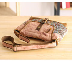 Country Style Canvas Leather Mens 14'' Womens Small Side Bag Courier Bag Messenger Bag for Men - imessengerbags