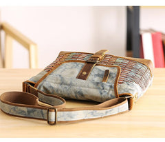 Country Style Canvas Leather Mens 14'' Womens Small Side Bag Courier Bag Messenger Bag for Men - imessengerbags