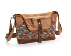 Country Style Canvas Leather Mens 14'' Womens Small Side Bag Courier Bag Messenger Bag for Men - imessengerbags