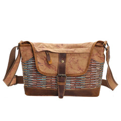 Country Style Canvas Leather Mens 14'' Womens Small Side Bag Courier Bag Messenger Bag for Men - imessengerbags