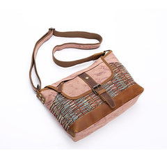 Country Style Canvas Leather Mens 14'' Womens Small Side Bag Courier Bag Messenger Bag for Men - imessengerbags