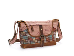 Country Style Canvas Leather Mens 14'' Womens Small Side Bag Courier Bag Messenger Bag for Men - imessengerbags