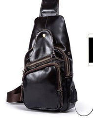 Leather Cool Chest Bag Sling Bag Sling Crossbody Bag Sling Travel Bag Hiking Bag For Mens - imessengerbags