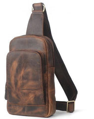 Cool Leather Chest Bag Sling Bag Crossbody Bag Travel Bag Sling Hiking Bag For Mens