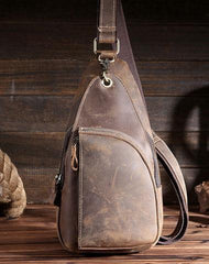 Cool Leather Sling Bags for Men Vintage Chest Bag SLing SHoulder Bags For Men