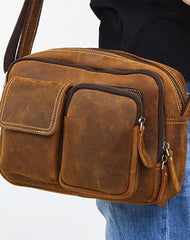 Vintage Cool Leather Mens Messenger Bags Shoulder Bag Cool CrossBody Bags For Men