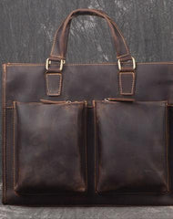 Men Leather Briefcase Bag Vintage Handbag Shoulder Bag For Men - imessengerbags