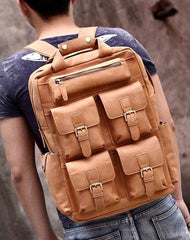 Cool Mens Leather Vintage Backpack Large Travel Backpack Hiking Backpack For Men