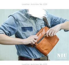 Fashion Black Leather Men Small Vertical Messenger Bag Side Bag Brown Courier Bag For Men