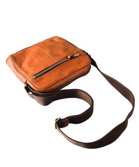 Fashion Black Leather Men Small Vertical Messenger Bag Side Bag Brown Courier Bag For Men