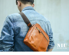 Fashion Black Leather Men Small Vertical Messenger Bag Side Bag Brown Courier Bag For Men