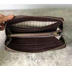 Fashion Black Leather Mens Long Wallet Brown ZIpper Long Wallet Coffee Clutch Wallet Men - imessengerbags