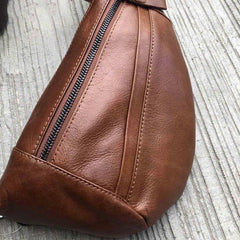 Fashion Brown Leather Men's Sling Bags Chest Bag Fashion Brown One shoulder Backpack Sling Bag For Men - imessengerbags