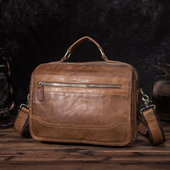 Brown Men's Small Professional Briefcase 10‘’ Laptop Handbag Business Shoulder Bag For Men - imessengerbags