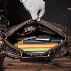 Brown Men's Small Professional Briefcase 10‘’ Laptop Handbag Business Shoulder Bag For Men - imessengerbags
