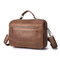 Brown Men's Small Professional Briefcase 10‘’ Laptop Handbag Business Shoulder Bag For Men