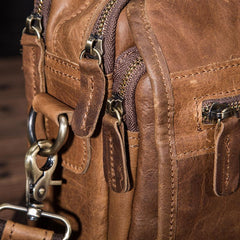 Brown Men's Small Professional Briefcase 10‘’ Laptop Handbag Business Shoulder Bag For Men - imessengerbags