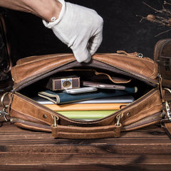 Brown Men's Small Professional Briefcase 10‘’ Laptop Handbag Business Shoulder Bag For Men - imessengerbags
