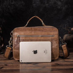 Brown Men's Small Professional Briefcase 10‘’ Laptop Handbag Business Shoulder Bag For Men - imessengerbags
