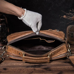 Brown Men's Small Professional Briefcase 10‘’ Laptop Handbag Business Shoulder Bag For Men - imessengerbags