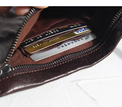 Fashion Leather Mens Clutch Cool Black Slim Wallet Zipper Clutch Wristlet Wallets for Men
