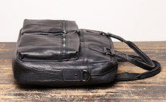 Fashion Leather Mens  Black Laptop Work Bag Handbag Black Briefcase Shoulder Bags Business Bags For Men
