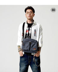 Fashion Oxford Cloth Leather Mens Ancient Red Side Bag Messenger Bags Ancient Gray Oxford Cloth Courier Bag for Men - imessengerbags