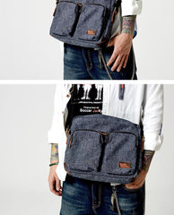Fashion Oxford Cloth Leather Mens Ancient Red Side Bag Messenger Bags Ancient Gray Oxford Cloth Courier Bag for Men - imessengerbags