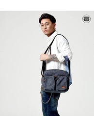 Fashion Oxford Cloth Leather Mens Ancient Red Side Bag Messenger Bags Ancient Gray Oxford Cloth Courier Bag for Men - imessengerbags