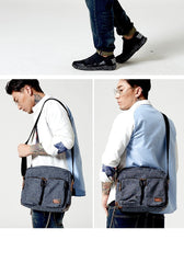 Fashion Oxford Cloth Leather Mens Ancient Red Side Bag Messenger Bags Ancient Gray Oxford Cloth Courier Bag for Men - imessengerbags