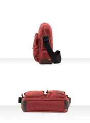 Fashion Oxford Cloth Leather Mens Ancient Red Side Bag Messenger Bags Ancient Gray Oxford Cloth Courier Bag for Men - imessengerbags