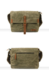 Fashion Waxed Canvas Leather Mens Army Green Side Bags Messenger Bags Khaki Casual Canvas Courier Bag for Men