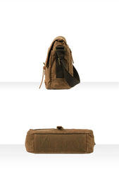 Fashion Waxed Canvas Leather Mens Army Green Side Bags Messenger Bags Khaki Casual Canvas Courier Bag for Men