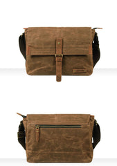 Fashion Waxed Canvas Leather Mens Army Green Side Bags Messenger Bags Khaki Casual Canvas Courier Bag for Men