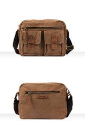 Fashion Canvas Leather Mens Khaki Side Bag Messenger Bags Army Green Canvas Courier Bag for Men