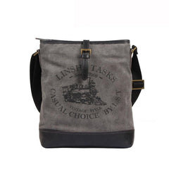 Fashion Vertical Canvas Leather Mens Courier Bag Crossbody Bag Messenger Bags Khaki Canvas Postman Bag for Men