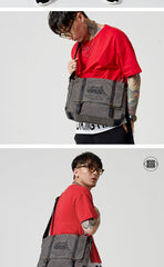 Fashion Canvas Leather Mens Side Bags Messenger Bags Khaki Canvas Courier Bag for Men