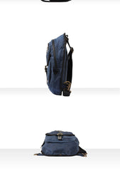 Fashion Waxed Canvas Mens Sling Bag Canvas Sling Pack Blue Canvas Sling Backpack for Men