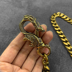 Cool Brass Mens Chinese Dragon Hooks 18‘’ Key Chain Long Pants Chain Wallet Chain Motorcycle Wallet Chain for Men