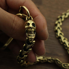 Badass Brass 18‘’ Copper Skull Chain Pants Chain Wallet Chain Motorcycle Wallet Chain for Men - imessengerbags